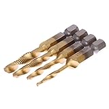 SIKIWIND 4pcsHSS 6542チタンコーティング　m3-m6ドリル タップドリル 6.35mm六角柄 ツールセット