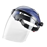 溶接防災面　防災面 ヘルメット調整可能　実験室ほこり、ペンキ、煙霧と輻射を免除　ブルー
