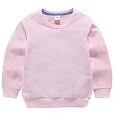 ALLAIBB 子供服 パーカー トレーナー 丸首 無地 カラフル 春秋服 おしゃれ カジュアル 普段着 ギフト size 120 (ピンク)