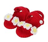 (ビグッド)Bigood ベビーサンダル ベビーシューズ 赤ちゃんサンダル 新生児 ボタンベビー用品 超可愛い 三つの花 室内用レッド