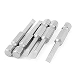 uxcell　マイナスドライバービット　金属　シルバーグレー　1/4"角シャンク径　50個入り