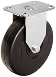 E.R. Wagner Plate Caster Rigid Soft Rubber Wheel Delrin Bearing 190 lbs Capacity 5 Wheel Dia 1-1/4 W