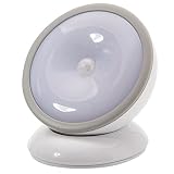 LEDナイトライト 　LED　人感センサーライト USB充電式　2電源　 2照明モード　磁石付き　調光可能 マグネットイトコントロール 360度回転式キャビネット 　本体白+灰色 電球色