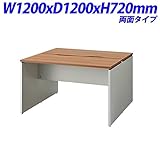 プラス ビーフォレット フリーデスク フリーアドレスデスク 両面タイプ 天板カラー：ミディアムウッド W1200×D1200×H720mm BF2-1212-J T2