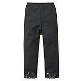 (ブラック/90cm)ベビー服 女の子 レギンス スパッツ ボトム 10分丈 綿素材 ベア天竺 黒無地 裾レース 女児 ベビー