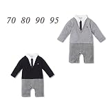 (ココイチヤ） COCO1YA ベビー服 ロンパース 70 80 90cm 男の子 長袖 スーツ 新生児 入園式 出産祝いフォーマル (70cm, グレー)