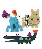 Wall Decal 3D Set Plush Hippo Crocodile Frog and Butterfly Animals Self Adhesive and Removable for N