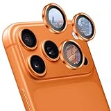 HeeNia iPhone 17 Pro/iPhone 17 Pro Max 5G 対応 カメラフィルム アルミ合金+9Hガラス素材 レンズフィルム 露出オーバー防止 傷防止 用 アイフォン 17 Pro/Pro Maxカメラ保護 スクリーンプロテクター カメラレンズ保護フィルム - オレンジ