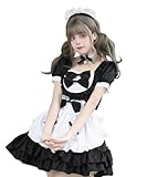 [AOTYP] メイド服 コスプレ コンカフェ メイド 可愛いメイド ショート丈 メイドコスチューム ハロウィン仮装 レディース ハロウィンメイド イベント パーティー 大人 ハロウィン 学園祭 撮影 オタクダンス ブラック 3XL
