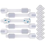 Qteland Combo Pack Adjustable Adhesive Child Safety Locks and Corner Guards for Baby Proofing (Grey)