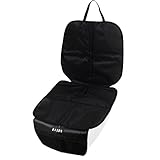 BAXON チャイルドシートマット 自動車 車 シートプロテクター カーシート保護 クッション厚め 滑り止め 収納ポケット付き 黒