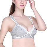 Aivtalkレディース新しいポルカドットプリントアンダーワイヤー入りマタニティ授乳ベビーFeedingブラ Large(36B 36C) グレー