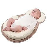 kmmallオーガニックコットン赤ちゃん保護枕ベビーSleeping Pad with授乳枕、幼児LoungerポータブルベビーベッドとBassinetマットレスパッドを新生児 ベージュ