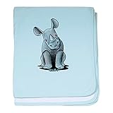 CafePress – キュートRhino Baby Blanket – スーパーソフトベビー毛布、新生児おくるみ 標準 ブルー 077645278625CD2