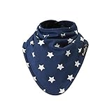 Mum2Mum BANDANA Reversible Bib - Navy Stars - Super Absorbent - Protects Against Eczema - 3 Unique L