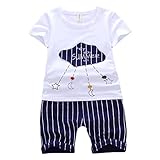 ハイキングフライ(Hikfly)ベビー服男の子女の子 赤ちゃん柔らかい綿ツーピース半袖 Tシャツ＆ショートパンツ セット (ストライプ) (XL/24-30 ヶ月, ピンク) (XL /24-30ヶ月