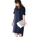 Pearls　ビッグシルエットの授乳口つき ロングワンピースTee (deep navy)