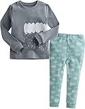 [Mimir By Vaenait Baby]キッズ12ヶ月-9歳綿100％ルームウェア男の子長袖パジャマ上下セット Rainny-Grey XS