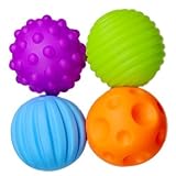 おもちゃボール、YAMIx 4pcs Baby Handキャッチマッサージボールwithサウンドエフェクト早期教育玩具