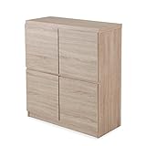 LOWYA （ロウヤ） 食器棚 キッチン収納 木目調 可動棚 プッシュオープン キャビネットタイプ 高さ100cm 幅90cm オーク おしゃれ 新生活