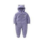 SSJH カバーオール ロンパース ベビー服 赤ちゃん 防寒着 新生児 熊耳 長袖 0~1.5歳 保温 秋冬 可愛い 男女兼用 出産祝い プレゼント