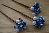~Coco Heart~　キラキラクリスタル　ブルー　ピック３本セット (リース・プリザ・ドライフラワー）