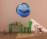24 "舷窓出荷ウィンドウOcean Sea View Whale Shark # 1 Pewterラウンド壁グラフィックKidsデカール赤ちゃん部屋ステッカーホームアート飾りMedium
