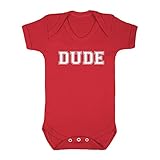(フロソ) FLOSO 赤ちゃん・ベビー用 DUDEプリント 半袖ボディースーツ ロンパース スリープスーツ ベビー肌着 パジャマ (18-24ヶ月) (レッド)