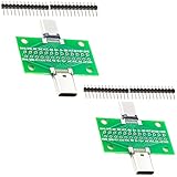 Youmile 2個タイプC PCBボード USB3.1 Type-Cオス-メス基板24P 2.54mmコネクタ両面ソケットピンヘッダー付きデータ線ケーブル転送用