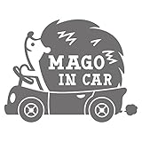 imoninn MAGO in car ステッカー　【シンプル版】　No.37　ハリネズミさん　（シルバーメタリック）