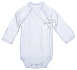 (アンダーザナイル) Under The Nile 前開き 長袖 ボディスーツ 外縫い ブルー ステッチ サイズ 3-6m (約 3- 6ヶ月 ) オーガニックコットン