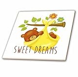 3droseラス・ビリントン・デザインNursery Designs – Sweet dreams- Cute Teddy Bear Sleeping In Hammock – タイル 6-Inch-