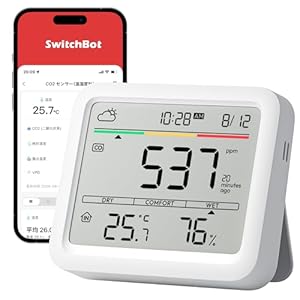 SwitchBot CO2センサー 二酸化炭素濃度計 温湿度計 デジタル 大画面 高精度アラーム