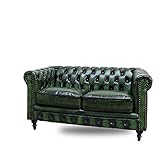 クラシックデモダン【ヴィンセント】二人掛け チェスターフィールドソファ（グリーン/リアルレザー×ブラック）アンティーク クラシック ラグジュアリー 高級感 ブリティッシュ 英国 アメリカン 西海岸【搬入・設置サービス】VC2LS2K 家具 