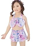 (チェリーレッド) CherryRed ガールズ ベビー 女の子 水着 ビキニ 子供用 ビキニ水着 可愛い ボーダー 三点セット XXL ブルー