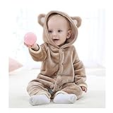 Ltuotu 柔らかい　ベビー＆キッズ用 ファション カバーオール ロンパース 着ぐるみ キッズコスチューム 子供 男の子 女の子 出産 祝い パジャマ 防寒着 スウェット (100, ブラウンクマ)