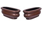 BirdRock Garden 24" Oval Planter - Set of 2 - Dark Brown | Outdoor Planter Urn [並行輸入品]