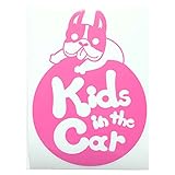 ピンク（桃色） 犬 フレンチブルドッグ 円 Kids in the car キッズ イン ザ カー キッズインカー ステッカー 窓ガラス用シールタイプ 車...
