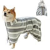 MEIAOJIA 犬用バスタオル しま ペット用バスローブ 縞模様 猫用タオル 犬 体拭き タオル お風呂上がり 水泳 犬用 超吸水 速乾 体拭き用タオル 中大型犬 タオル 柔らかい ふわふわ M
