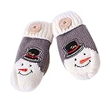 ベビーミトンハンギングネック手袋暖かい冬ミトンラブリーニット手袋グレー