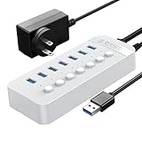 ORICO USBハブ3.0 5Gbps転送速度 USB*7ポート USB3.0ハブ 12V2A電源アダプタ付き 独立スイッチ付 BC1.2