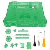 レトロビデオゲームコンソール用半透明ケース、N64保護シェル、ボタンとドライバー付きの厚手防塵交換ハウジング、ニンテンドー64コンソール用 (半透明のシアン)