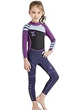 Nataly Osmann 2.5MM 子供用ウェットスーツ キッズウエットスーツ 2.5ミリ 防寒保温連体長袖と短袖フルスーツ 女の子用ダイビングスーツ 日焼け止めの水着