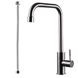 KES K8050B SUS304 ステンレス鋼 水用水栓 シングル レバー キッチン パントリー バー 用水栓 鉛不使用 全長約60cmの給水ホース付き つや消し 並行輸入品