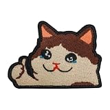 泣き顔の猫サムズアップワッペン ベルクロ ワッペン 刺繍 ワッペン サバゲー ミリタリー ワッペン マジックテープ ジャケット バッグ 帽子 アウトドア対応