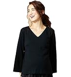 Angeliebe エンジェリーベ マタニティ トップス 授乳口付き 微起毛 上質 ポンチ Vネック プルオーバー 産前 産後 妊婦服 S ～ M ブラック 21685 21685301