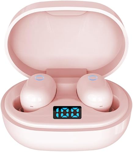 Amazon.co.jp: ワイヤレスイヤホン、ピンク、充電ケース付き