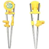 Baby Children Beginner Learning Stainless Flatware Anti-slip Right Handed Traning Helper Chopsticks 