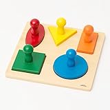 【Natural MONTESSORI】モンテッソーリ教具 -- 5種類図形パズル -- montessori 教育 ナチュラルモンテッソーリ 本格教材 木製知育玩具 木製パズル ブロック 5種類図形