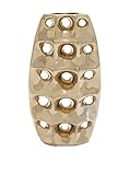 Deco 79 Ceramic Vase, 10 by 19-Inch, Gold [並行輸入品]